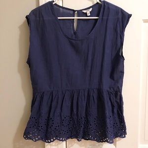 Sonoma Blue Short Sleeve Peplum Top